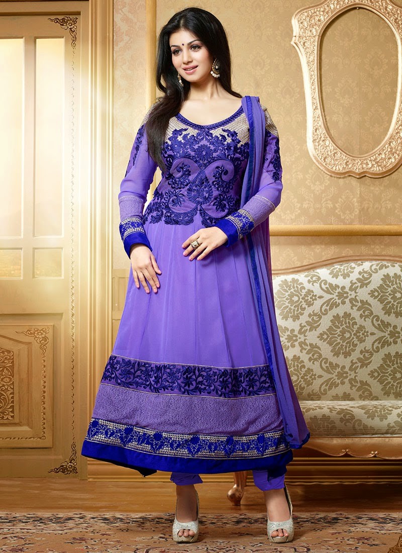Ayesha Takia Violet Resham Work Anarkali Suit