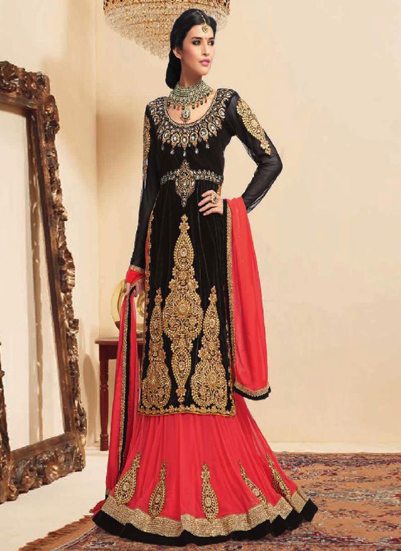 Black Velvet Long Lehenga Choli