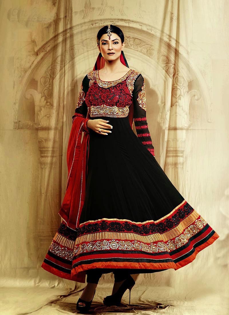 Black and best sale red anarkali suit