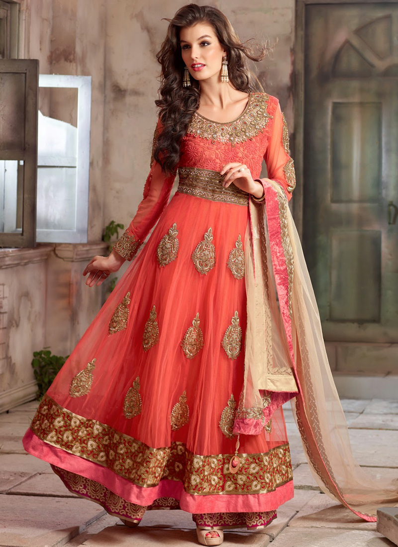 peach-and-pink-shaded-net-anarkali-suit