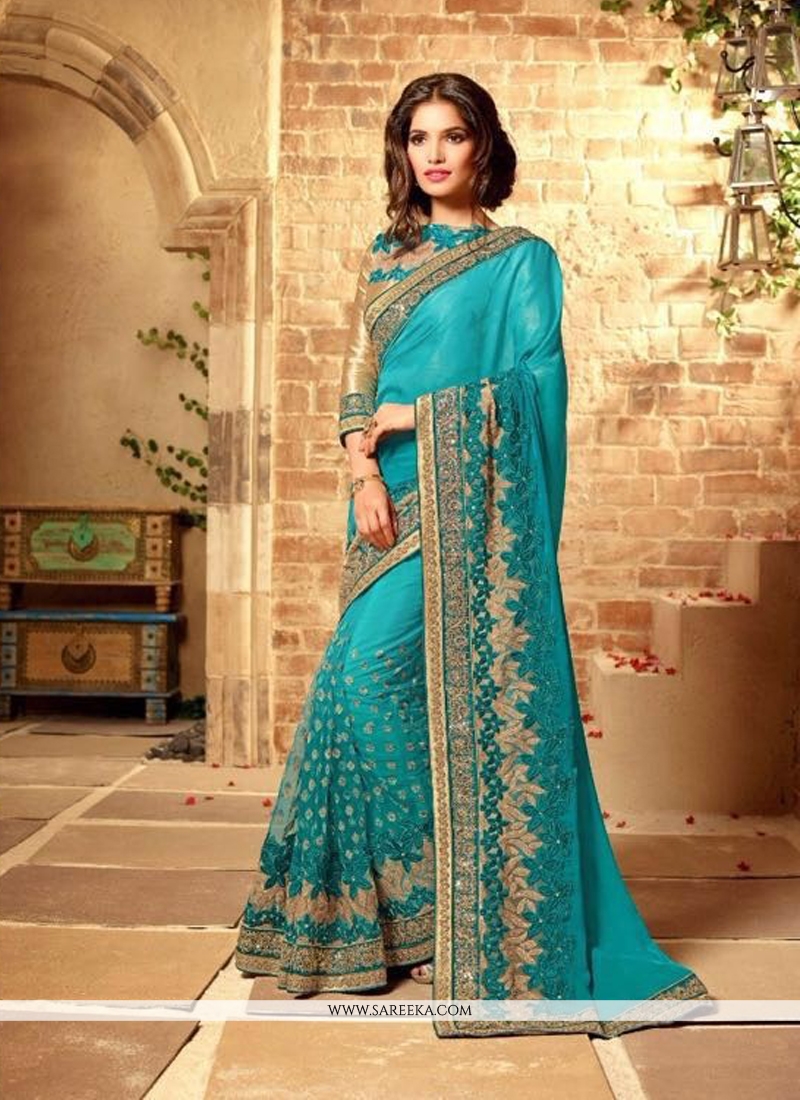 net saree embroidered