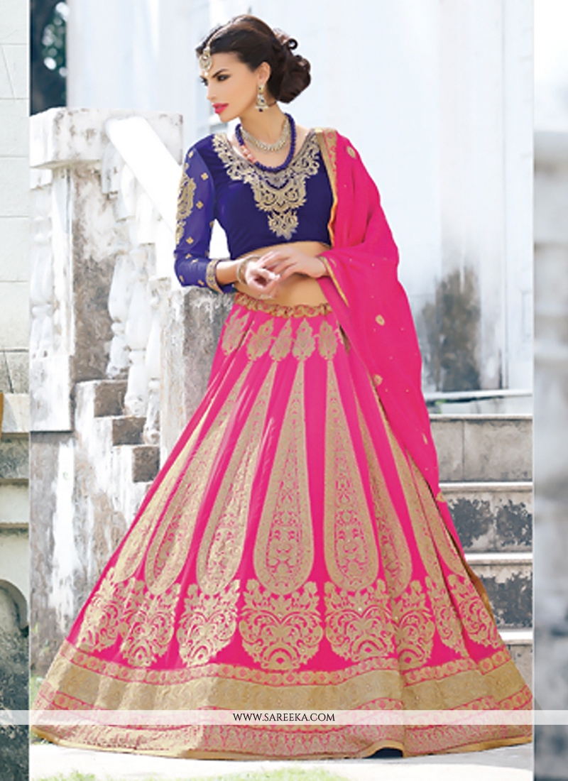 blue and pink ghagra