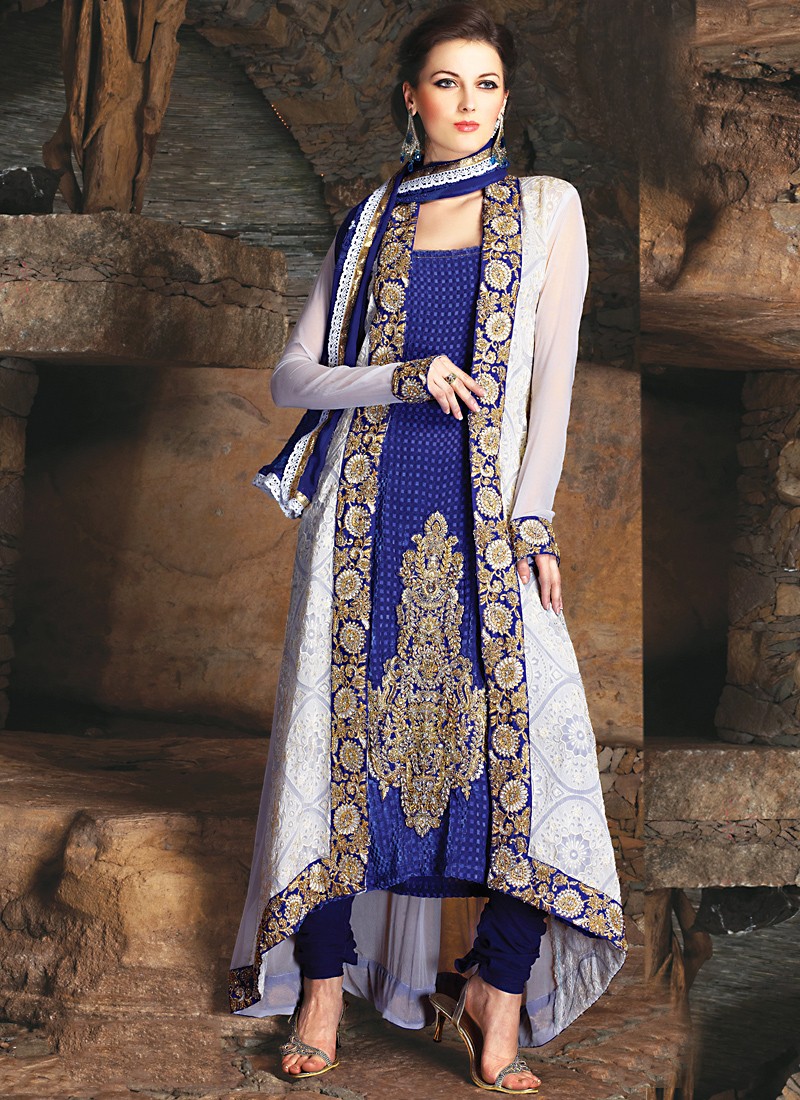 blue kameez and white salwar