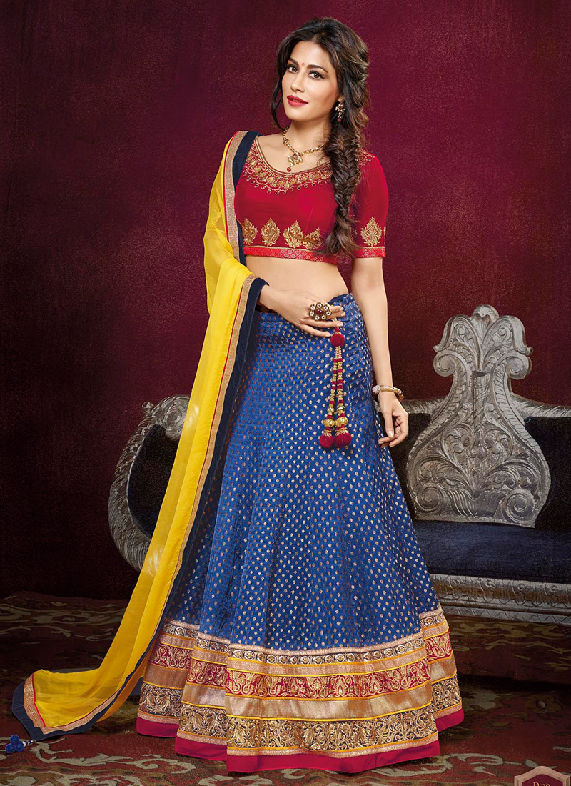 Chitrangada Singh Blue Banarasi Jacquard Lehenga Choli