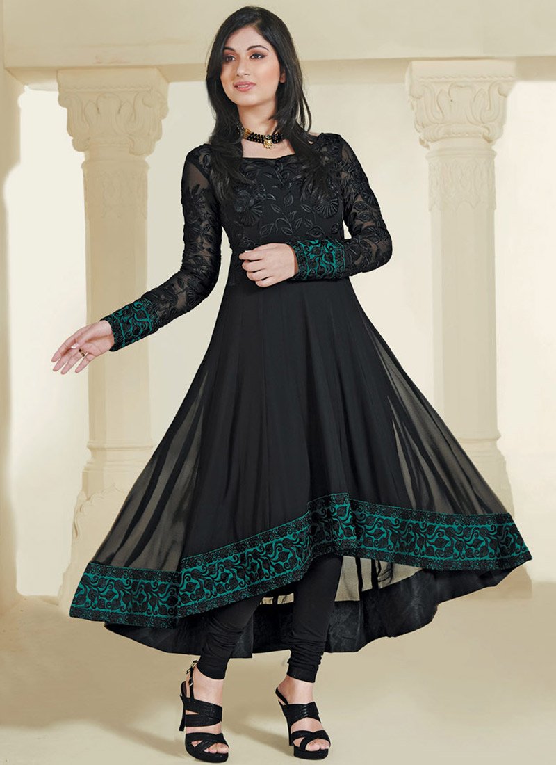 Black Border Work Georgette Anarkali Suit