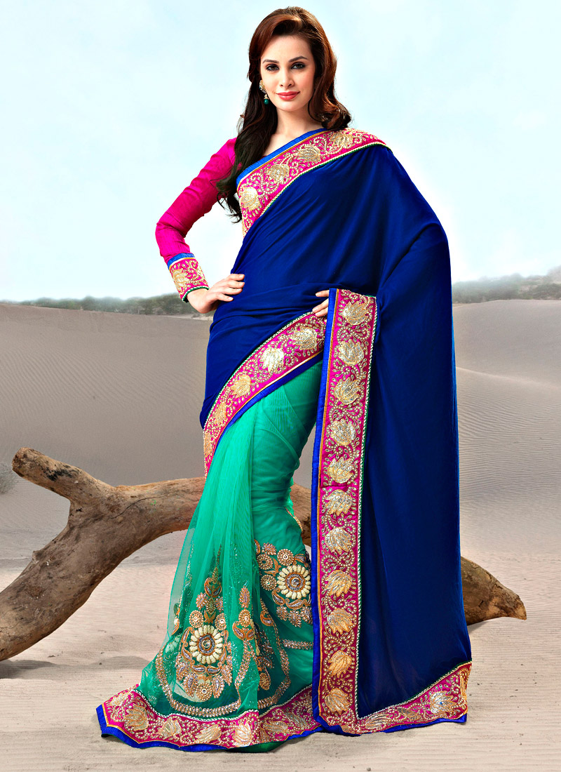 Buy South Indian Traditional Kid Unstitched Half Saree For Girl (Navy Blue)  Online In India At Discounted Prices