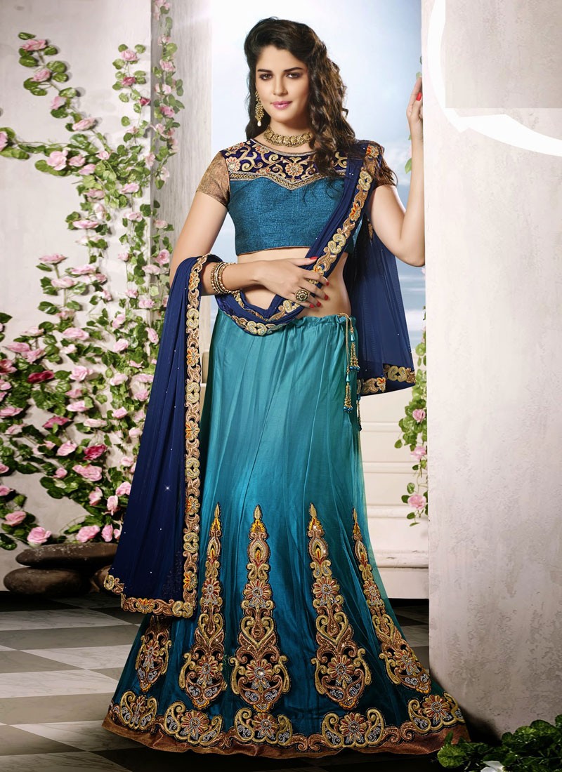 teal blue bridal lehenga