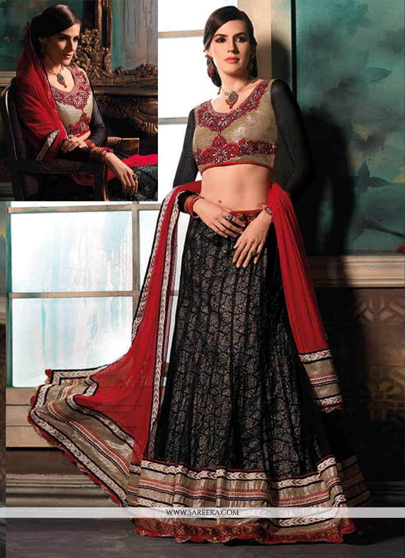 black and silver lehenga choli