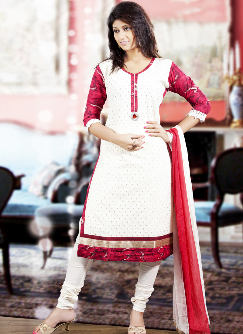 white and red salwar kameez