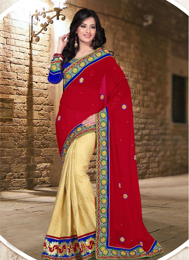 Buy White Silk Wedding Saree With Resham Work Online - SARV05368 | Andaaz  Fashion