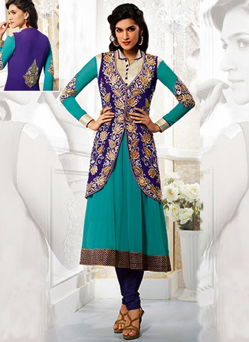 blue color churidar materials