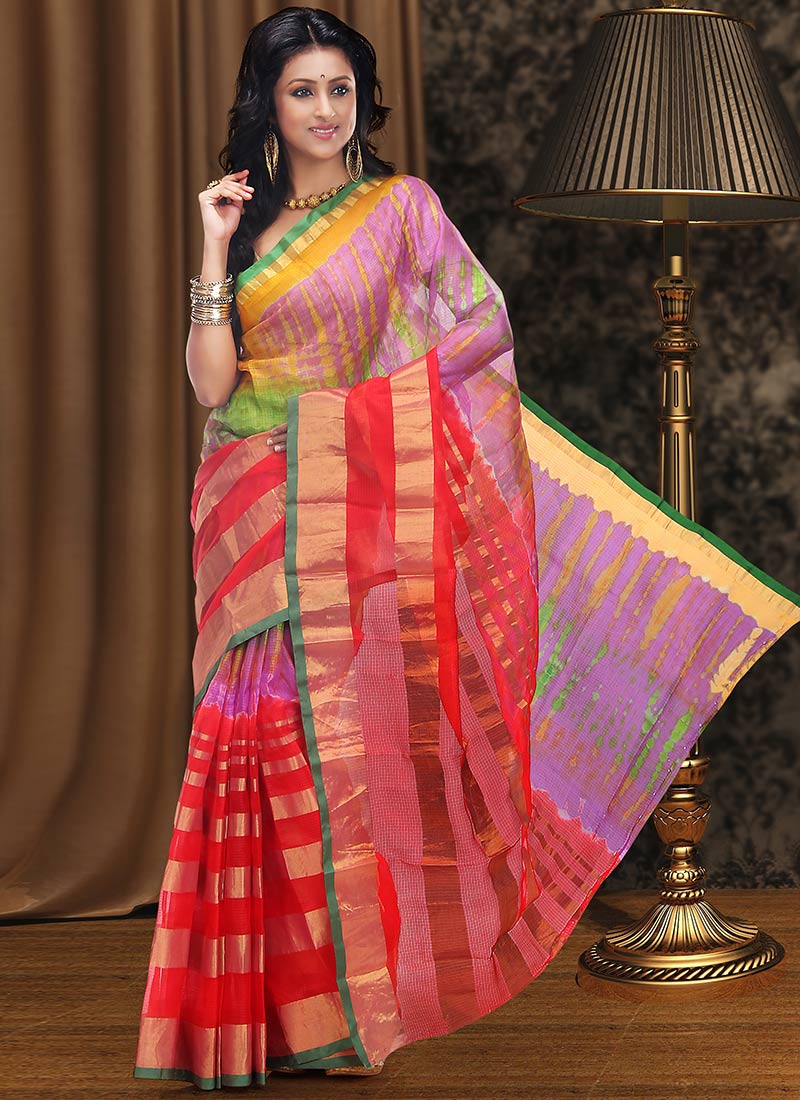 Multicolored Pure Kota Silk Saree