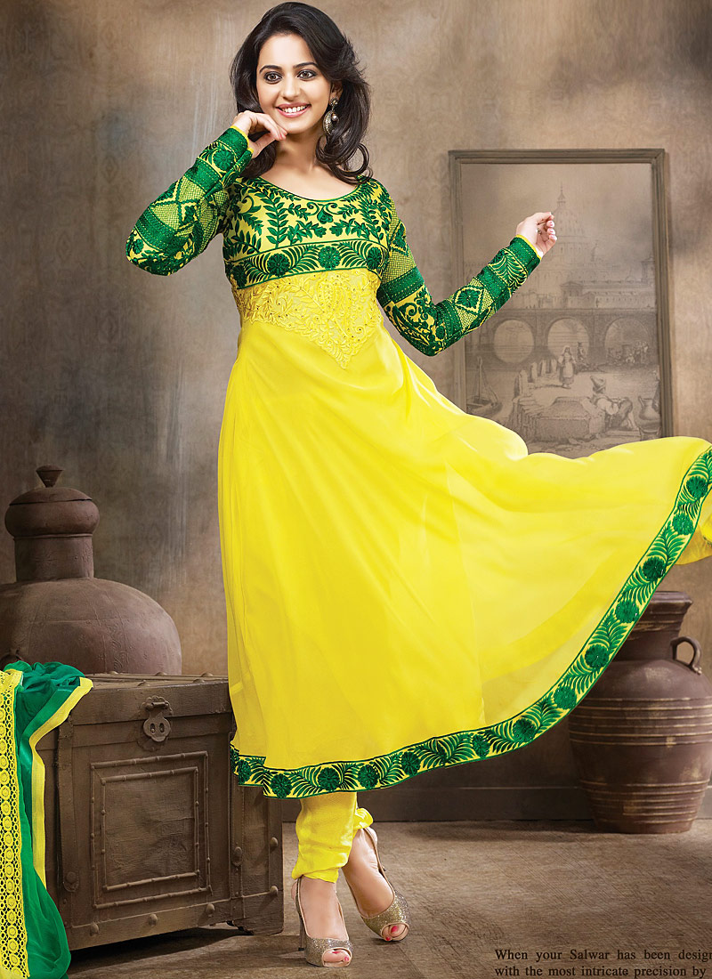 Yellow green clearance salwar suit