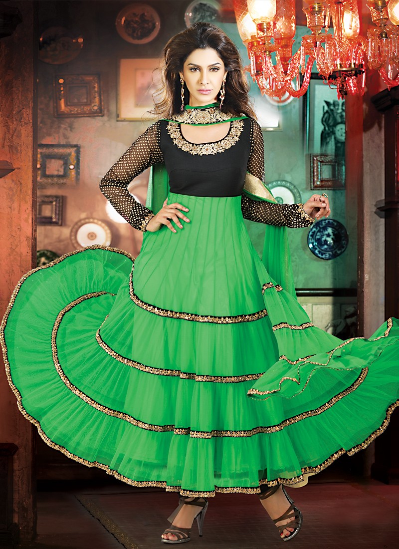 green Cotton Salwar Suit Dupatta Bandhani Dress Material - Divine  International Trading Co - 3278636