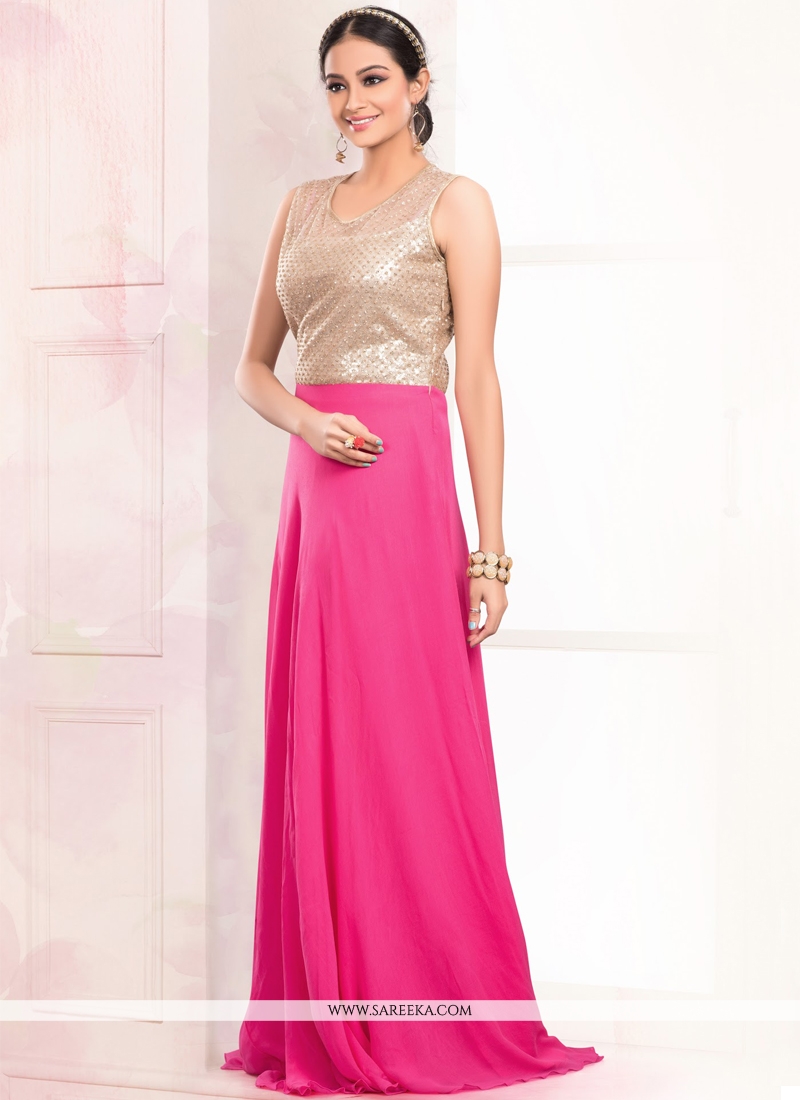 hot pink sequin gown
