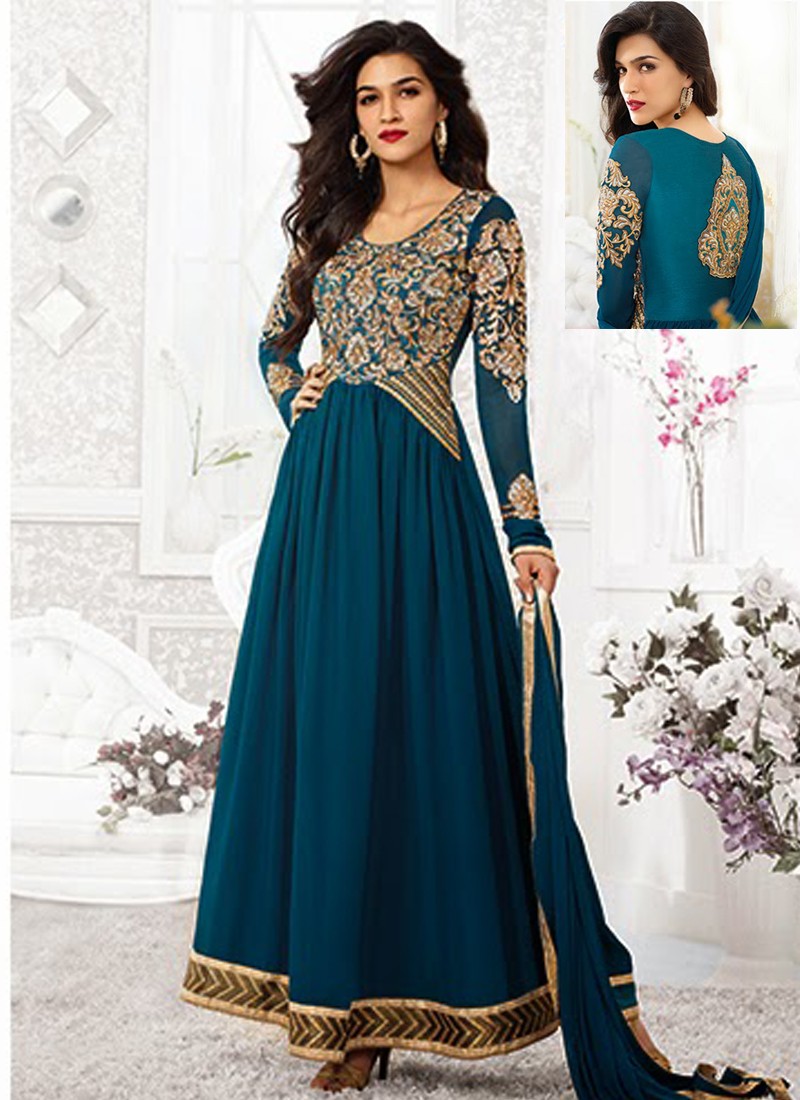 Kriti Sanon Teal Georgette Anarkali Suit