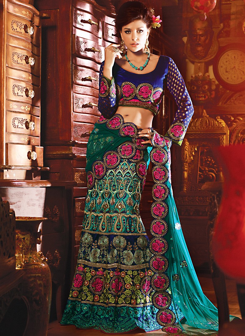 navy blue choli designs