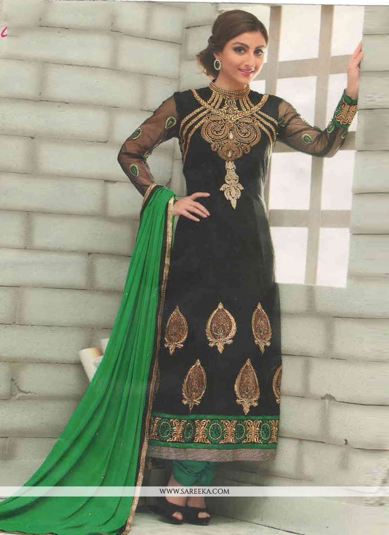 black suit golden salwar