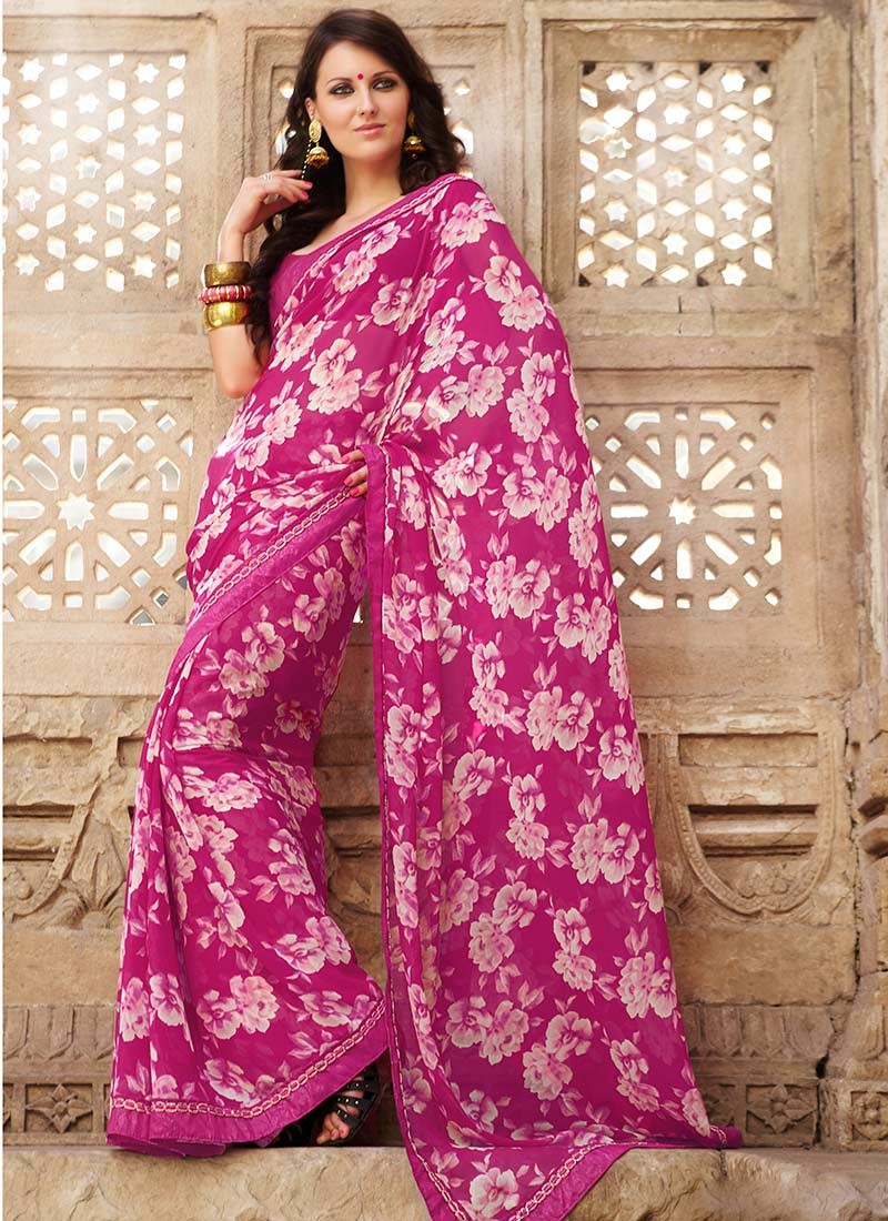 Gorgeous Pink Georgette Saree