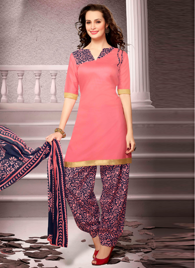 Hot Pink Cotton Punjabi Salwar Suit