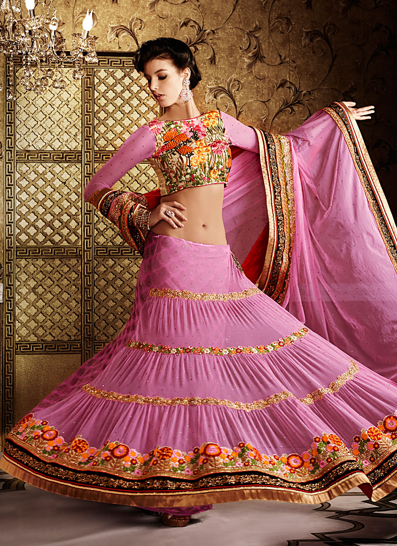 Green Designer Lehenga Saree Net Lehenga Style Saree With Embroidery – Lady  India