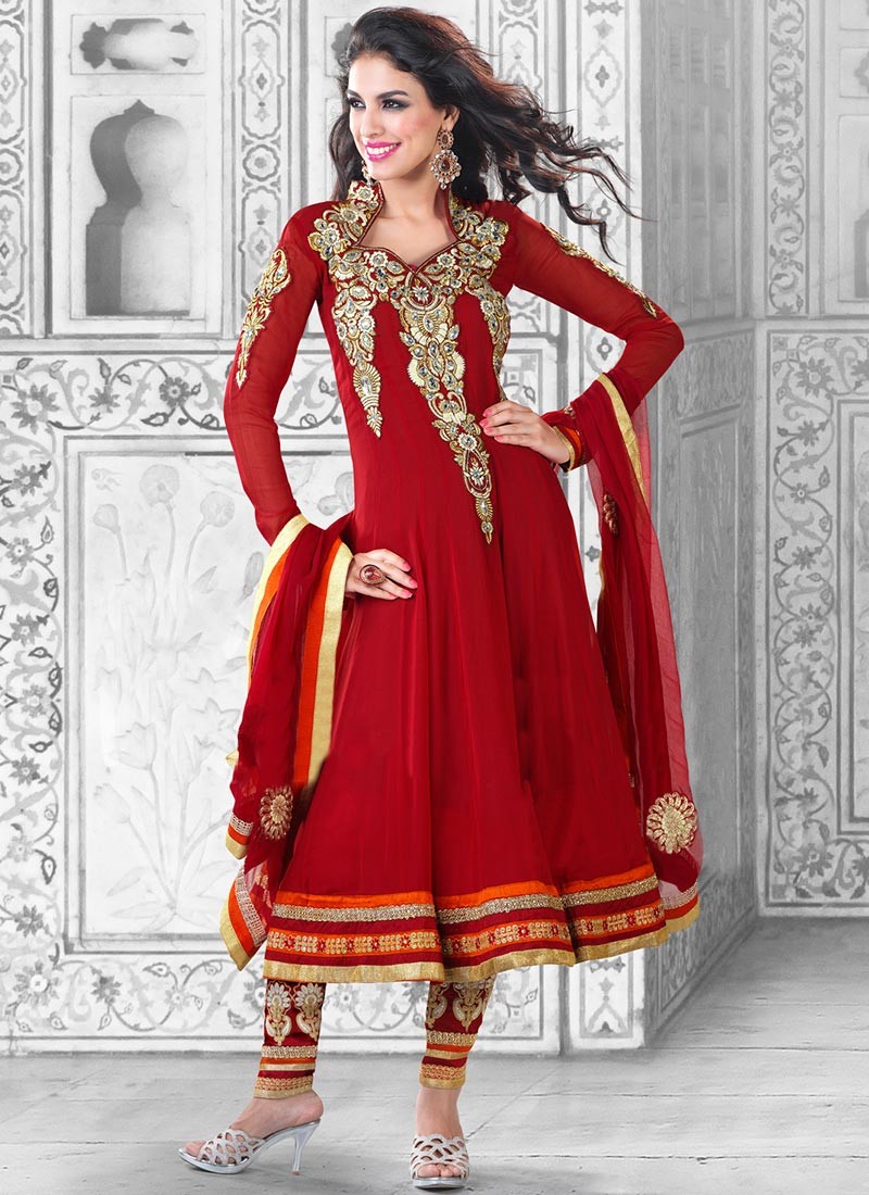 red frock suit design