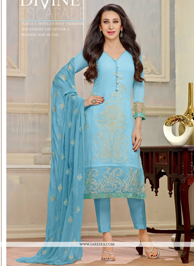 Karishma Kapoor Resham Work Blue Salwar Suit
