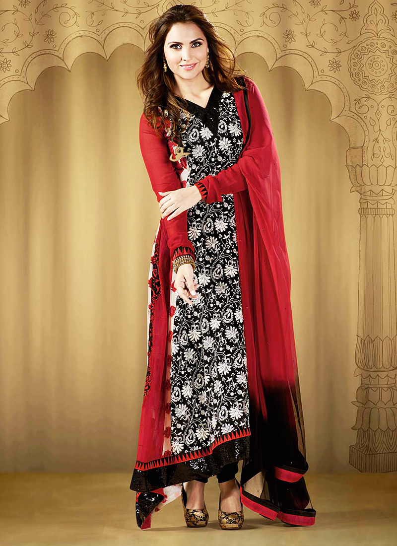 black red churidar