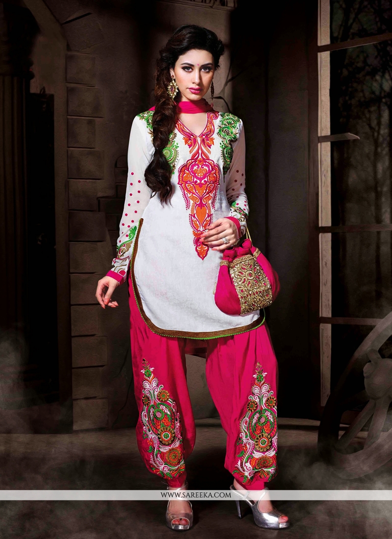 White Cotton Silk Punjabi Suit Designer Salwar 