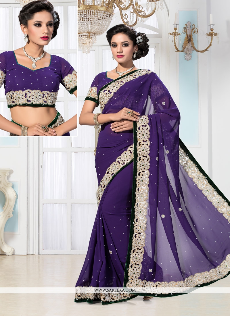 Purple Georgette Designer Saree