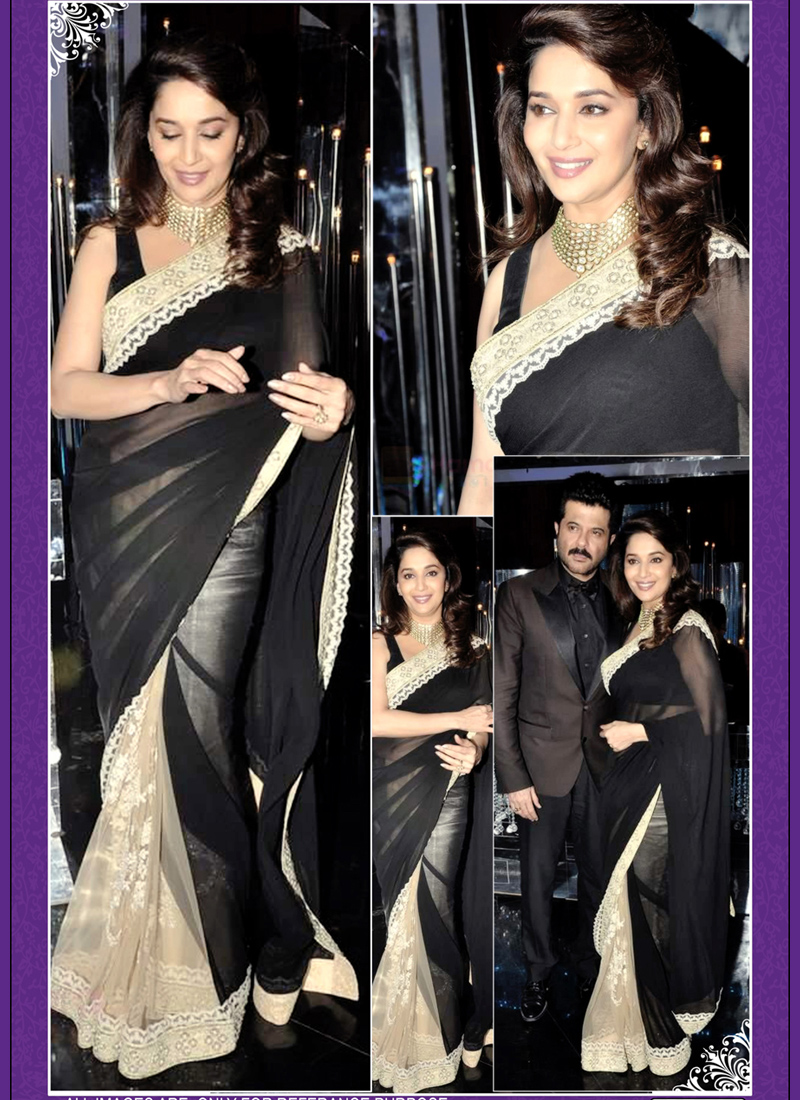 Madhuri Dixit graces the movie premiere in black saree . . #bollywoodnews  #bollywoodupdates #madhuridixit #moviepremiere #facnews | Instagram