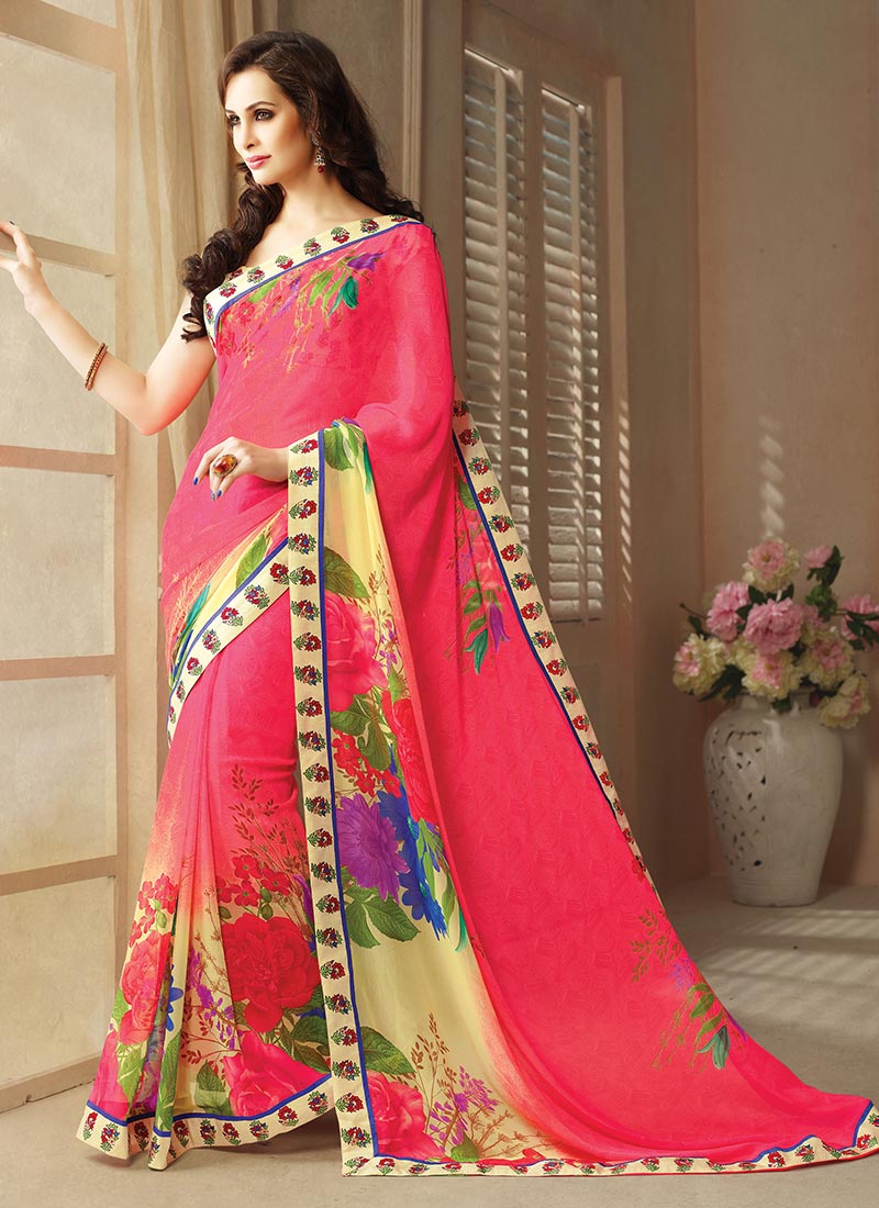 Magical Pink Georgette Casual Saree