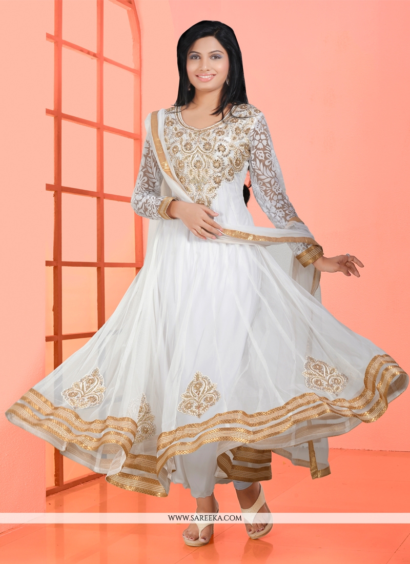 anarkali suit in white colour