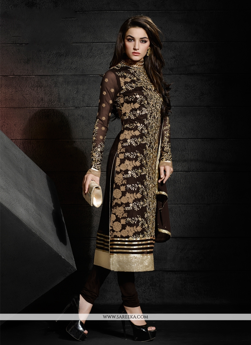 brown churidar designs