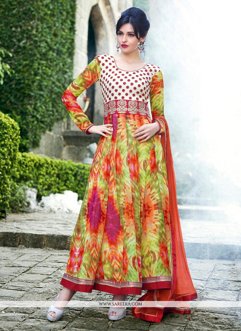Multicolor Printed Georgette Anarkali Salwar Suit