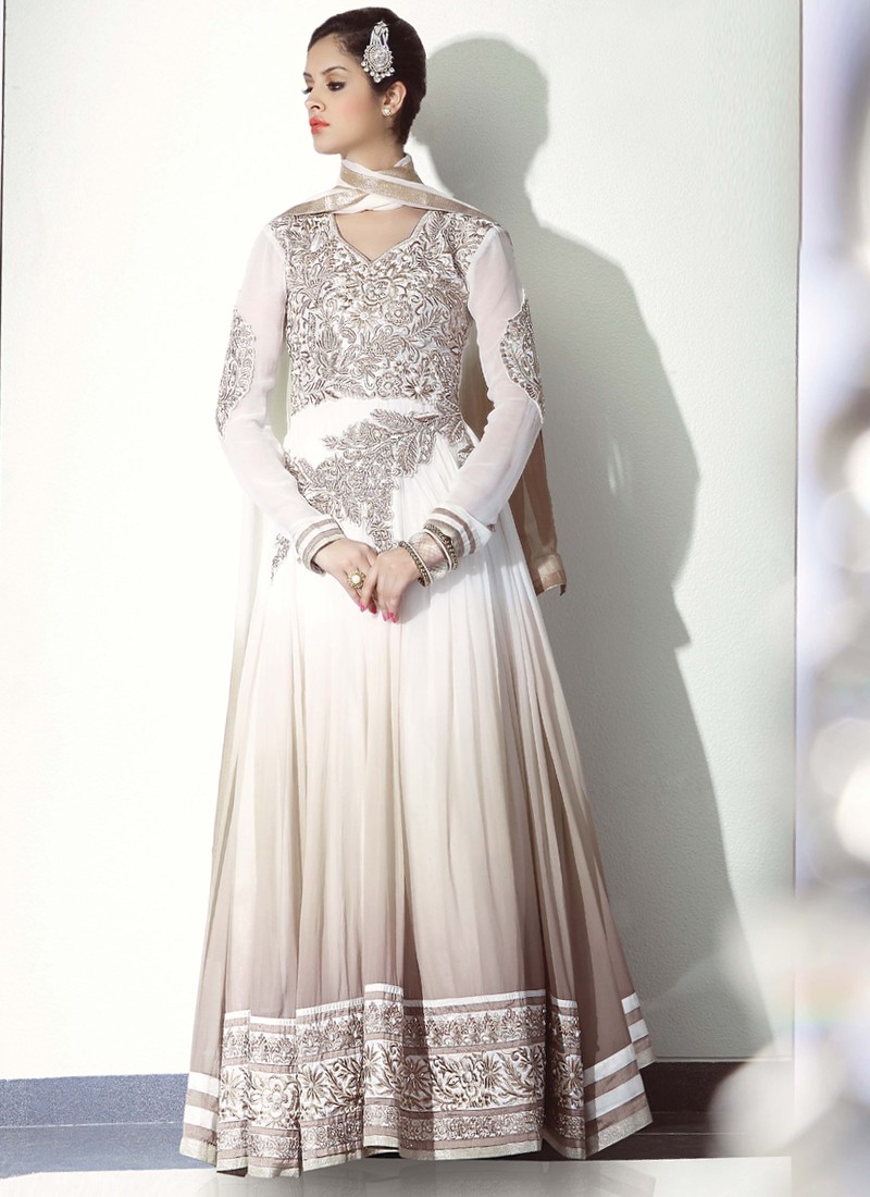 Off white cotton zari work gown Clearance