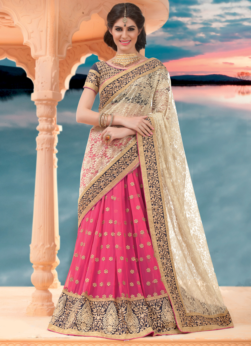 Light Pink Half Saree Lehenga - Buy Trending Light Pink Color Half Saree  Lehenga at Best Price - Kloth Trend