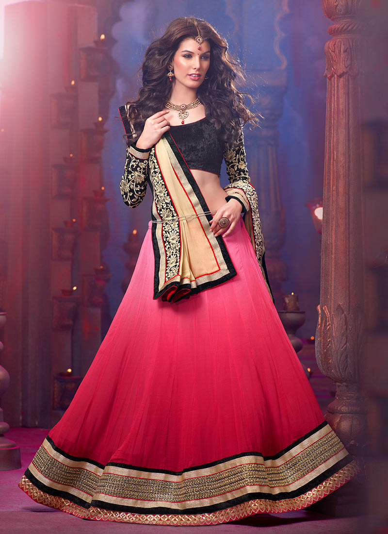 Black and Grey Lehenga - Designer Black Lehenga Choli for Girls