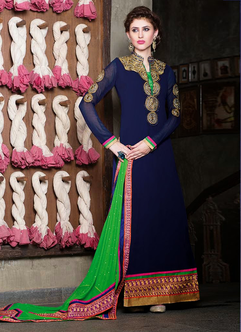 blue churidar suit