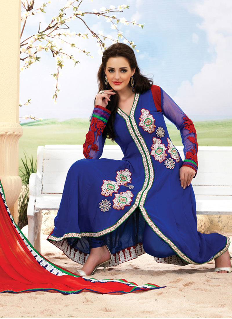 Blue Georgette Churidar Suit