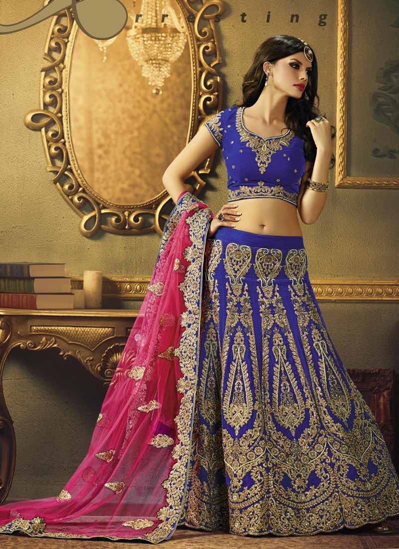 royal blue designer lehenga