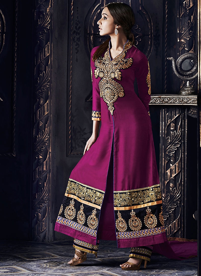 salwar soul shraddha arya charming purple georgette party wear suit