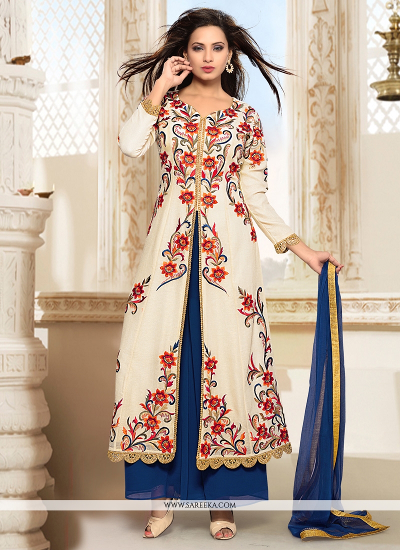 Cream Embroidered Work Designer Salwar Suit