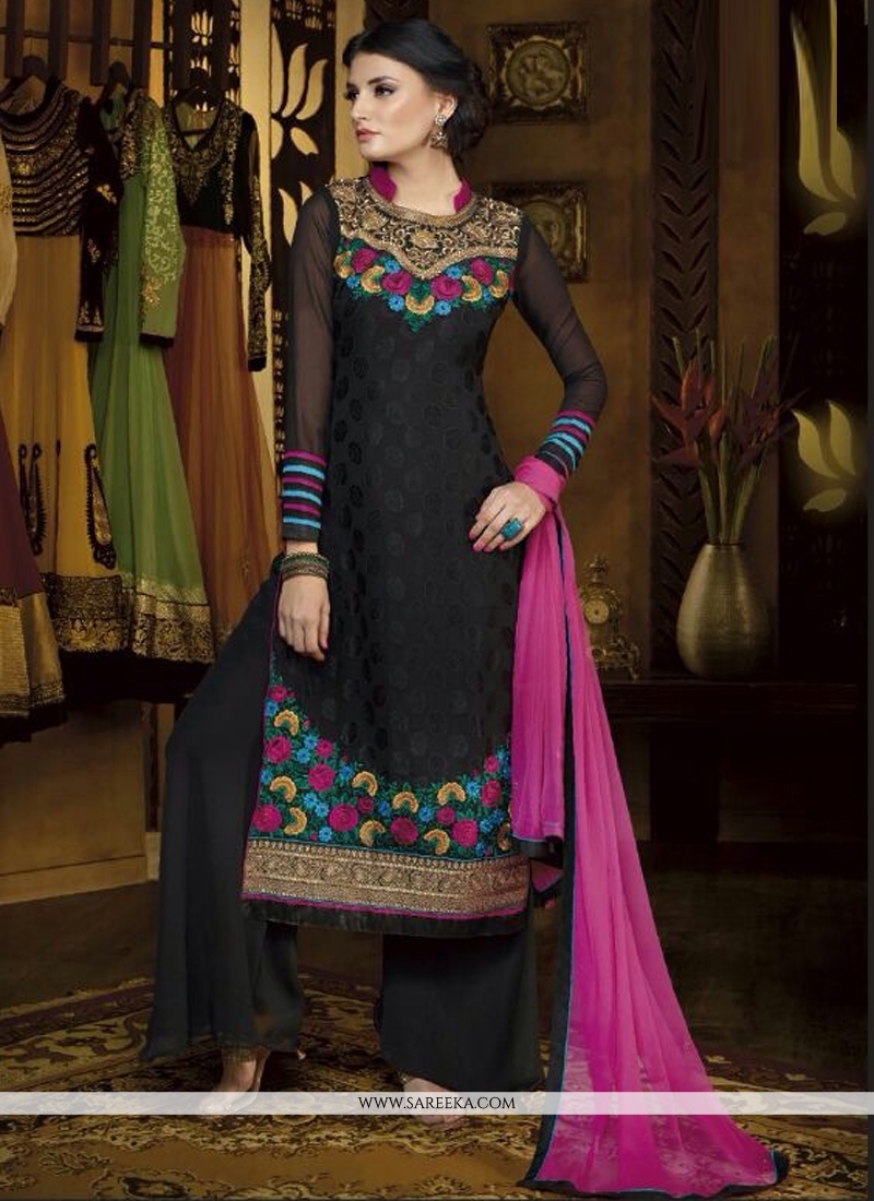black palazzo suit