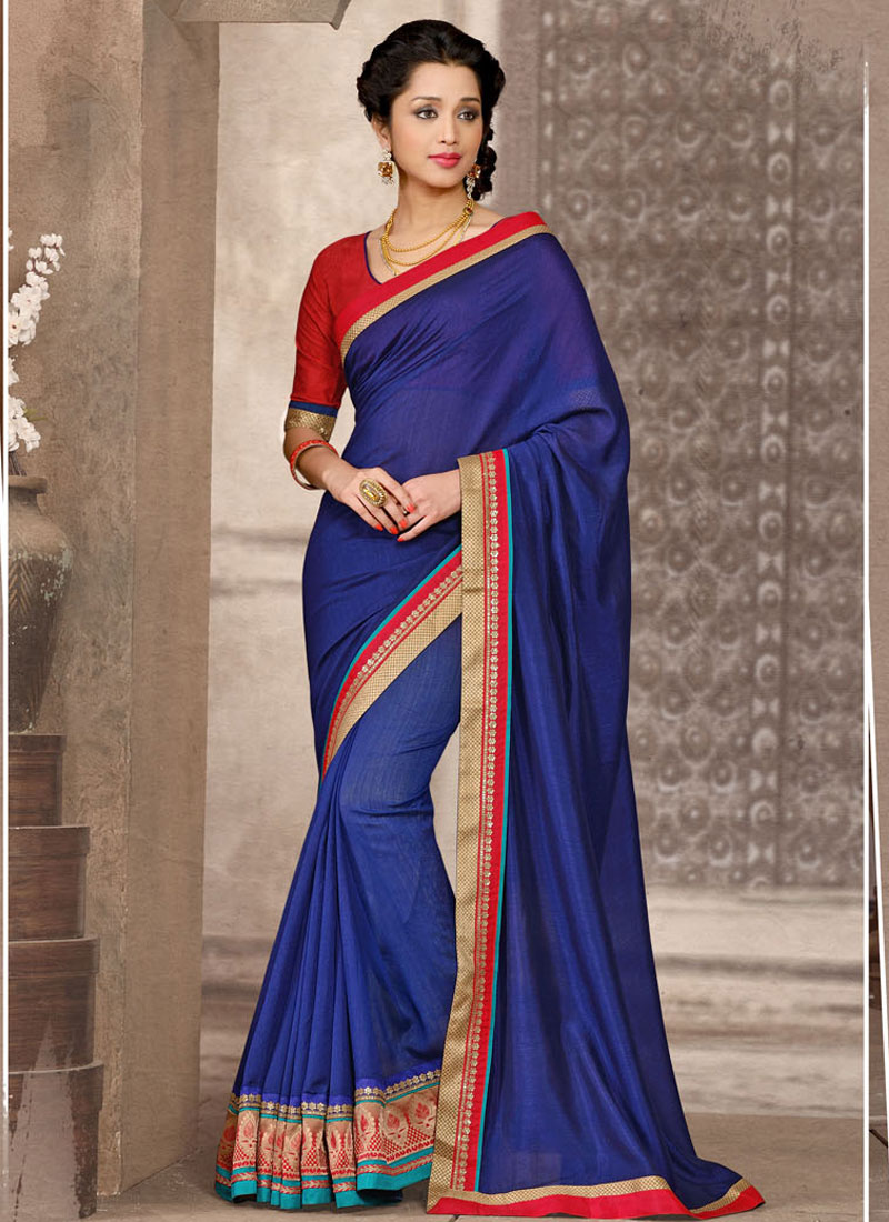 Blue Cotton Jacquard Saree