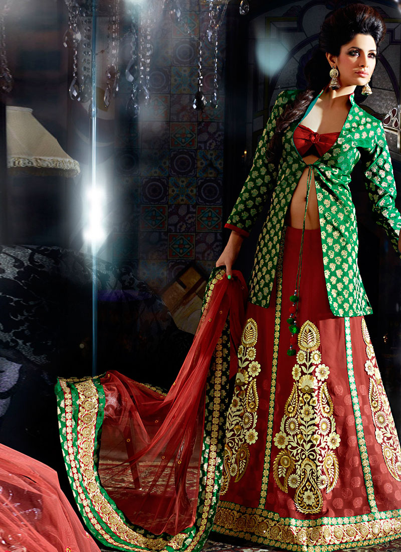 Semi Stitched Dark Green Silk Wedding Sangeet Wear Designer Lehenga Choli  at Rs 5495 in Surat