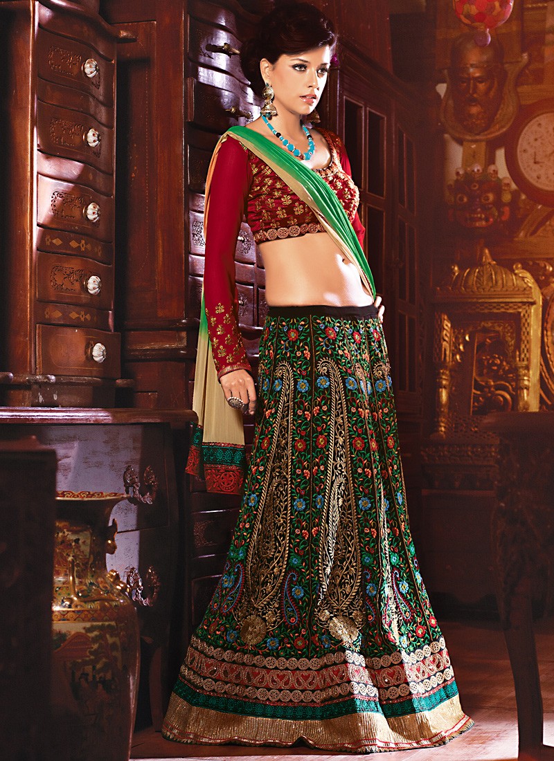 black and silver lehenga choli