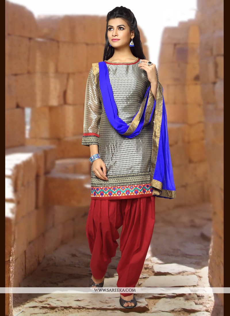 grey punjabi suit combination