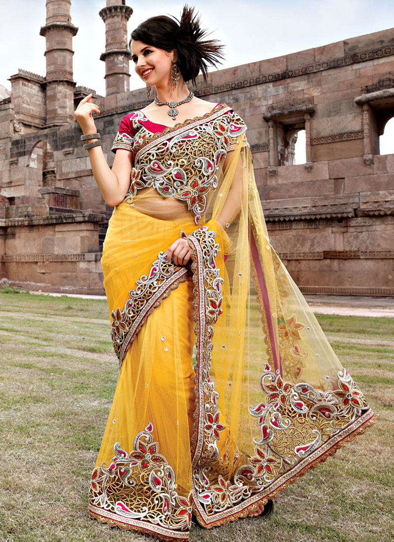 Golden Yellow Hand Woven Organza Chanderi Silk Saree – zarikaariindia.com