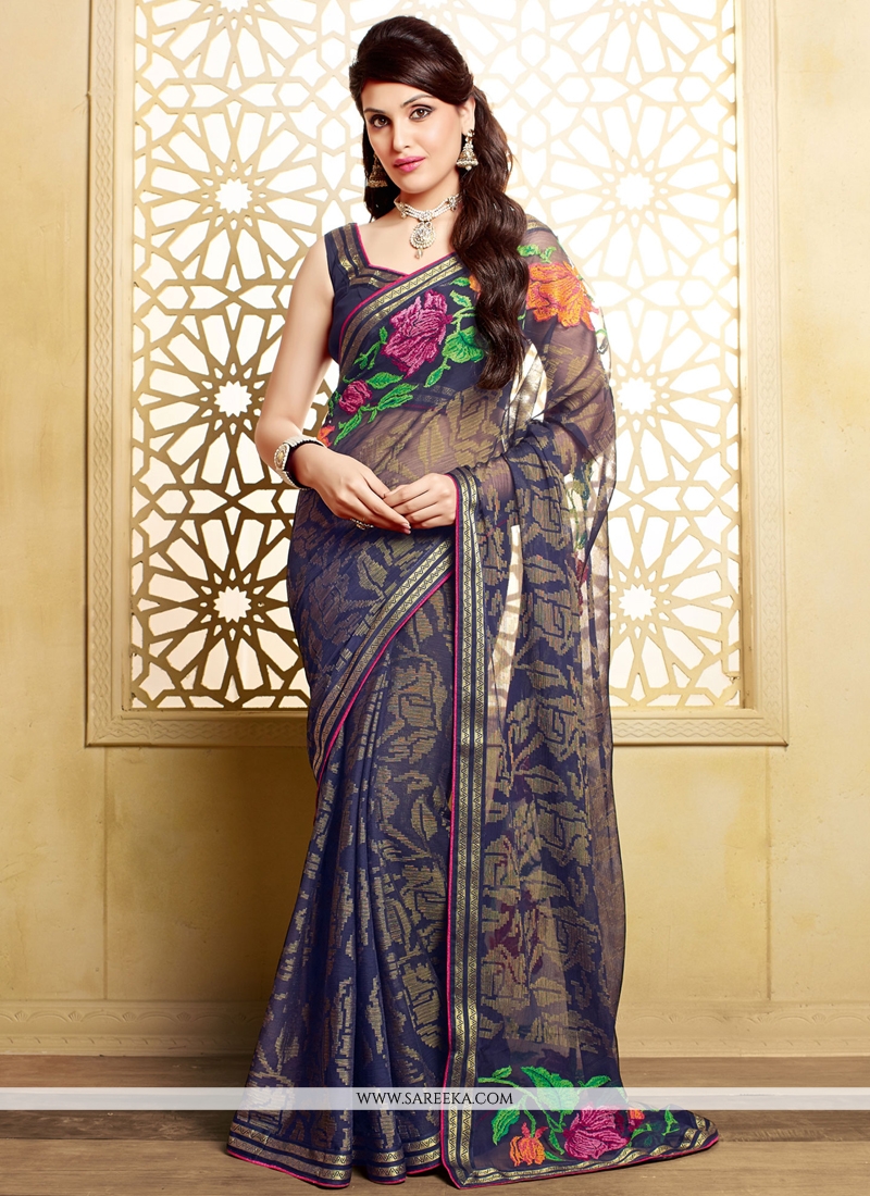 Vishal Fashion Avani Fancy Designer Chiffon Brasso Saree Catalog Supplier